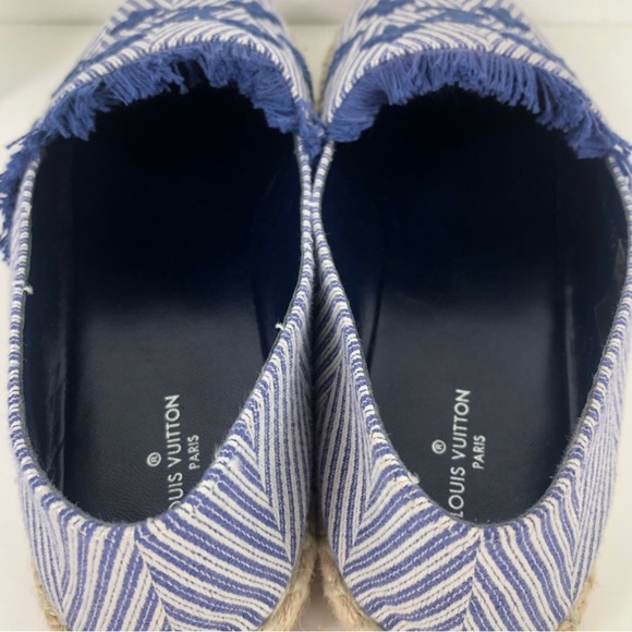 Authentic Louis Vuitton Sail Away Navy Striped & Fringe Espadrilles Size 7 - Picture 4 of 7